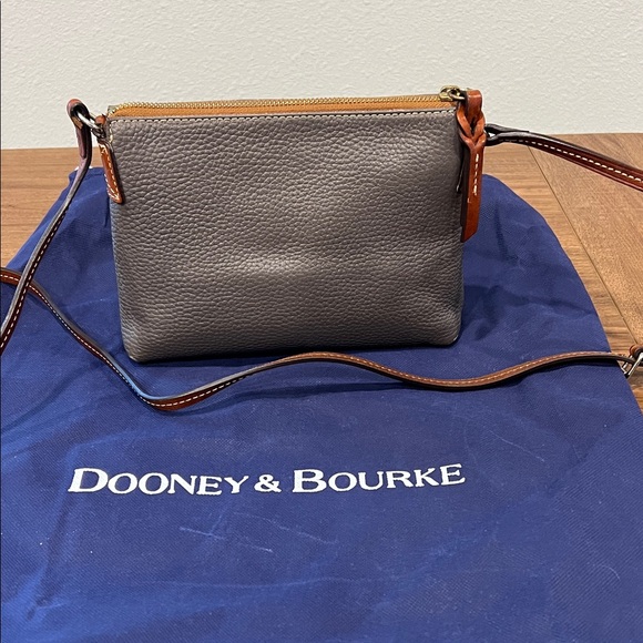 Dooney & Bourke Pebble Leather Crossbody in Gray and Brown - Picture 2 of 3